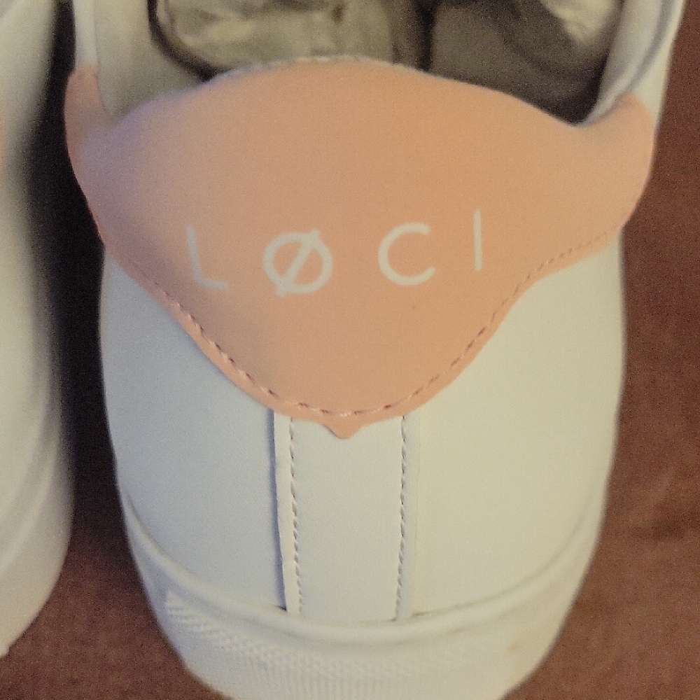 LOCI White and Pink Sneakers Slight Smudge NEW WITHOUT BOX